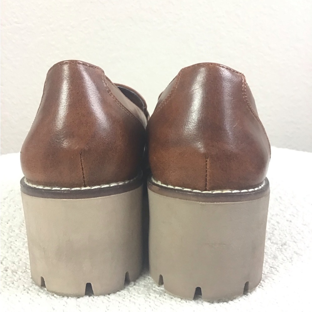 Aqua College Womens Daria Cognac Leather Slip-On Loafers Size 9 - Picture 6 of 10